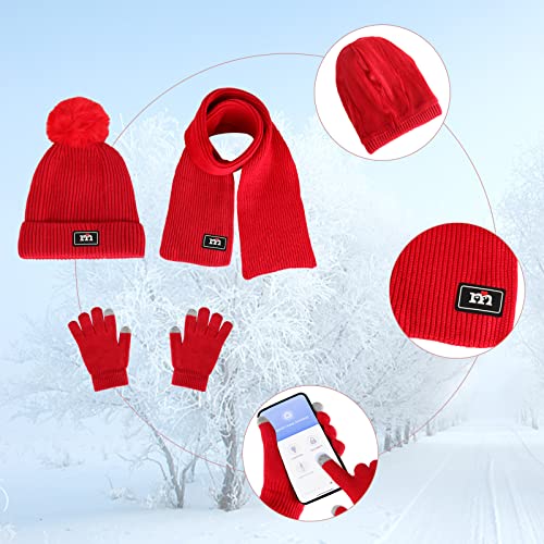 Kids Winter Beanie Hat Scarf Gloves Set for 2-7 Years Old Boys Girls Winter Knit Warm Fleece Lined Kids Hat Scarf Gloves Set4