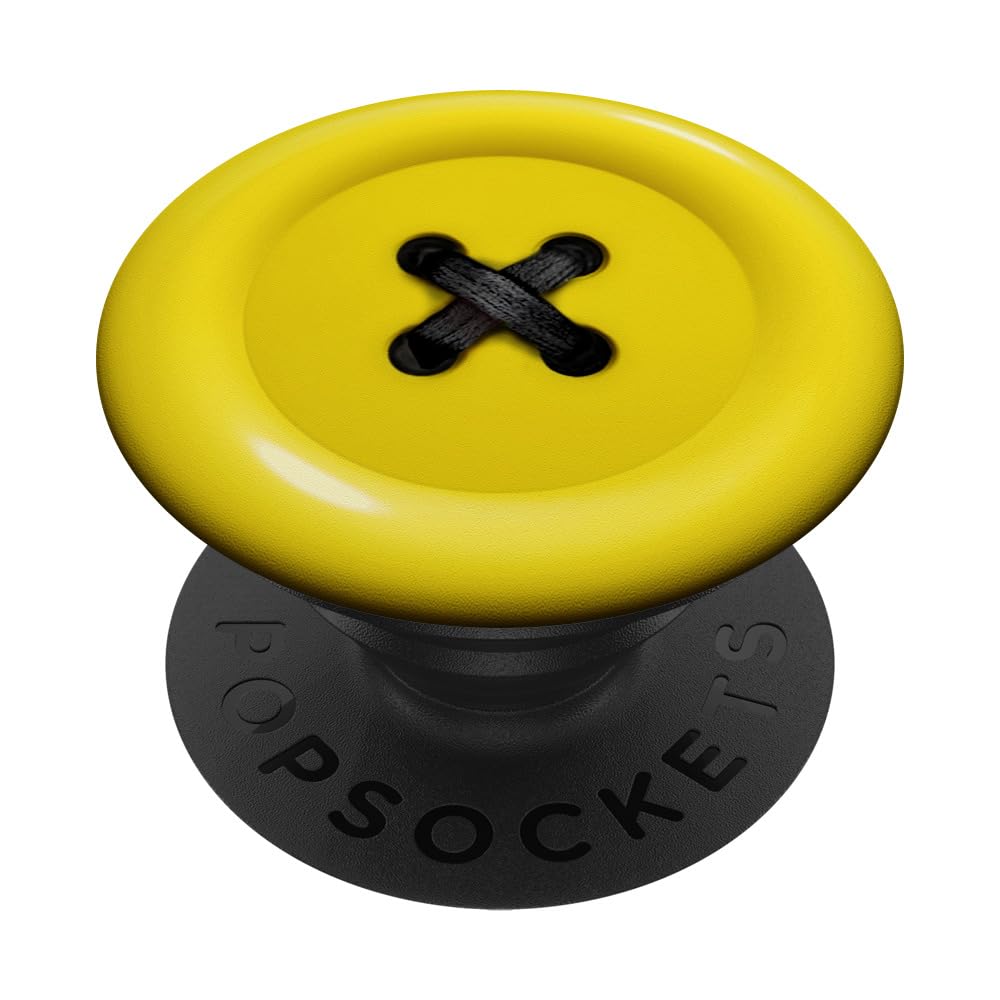 Knitting Quilting lover Sewing button Yellow and black PopSockets Standard PopGrip