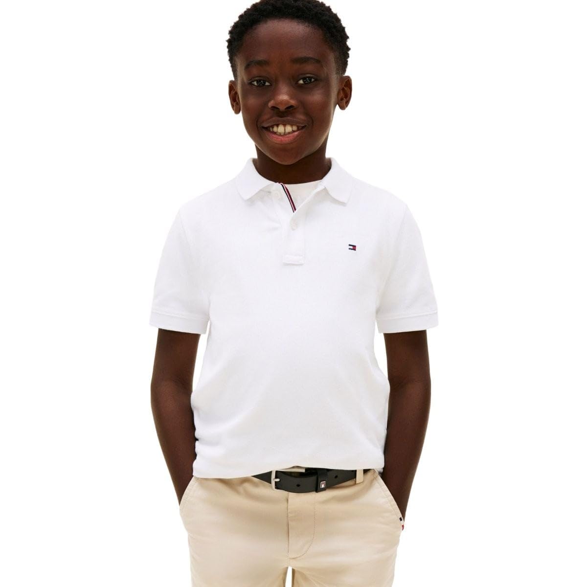 Tommy Hilfiger Boy's Flag Polo Ss KB0KB09103 Polos, White (White), 2 Years