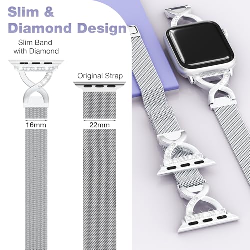 Thin Mesh Loop with X-Shape Clasp Compatible with Apple Watch Bands Women by BRG - Used condition - Image 3