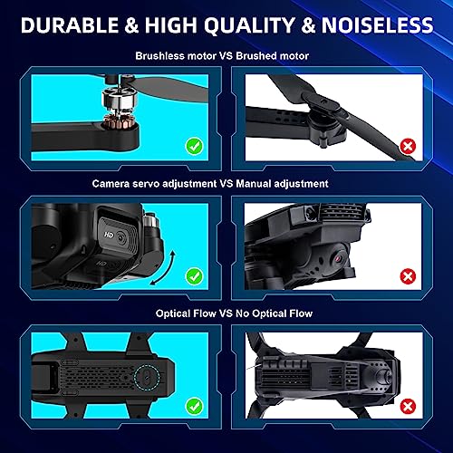 Image of Pikaasu T18 Drone with 1080P Camera for Adults Kids, 5G WIFI Transmission 100m FPV Drone, Foldable RC Quadcopter, Brushless Motor, Optical Flow, 40 Mins Flight Time with 2 Batteries