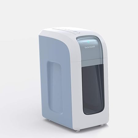 Bonsaii 4D14 Aktenvernichter, bis zu 5 Blatt, Mikroschnitt (Sicherheitsstufe P-5), Hochleistungsmotor, geeignet für Datenschutz nach Verordnung (DSGVO 2018), weiß/silber