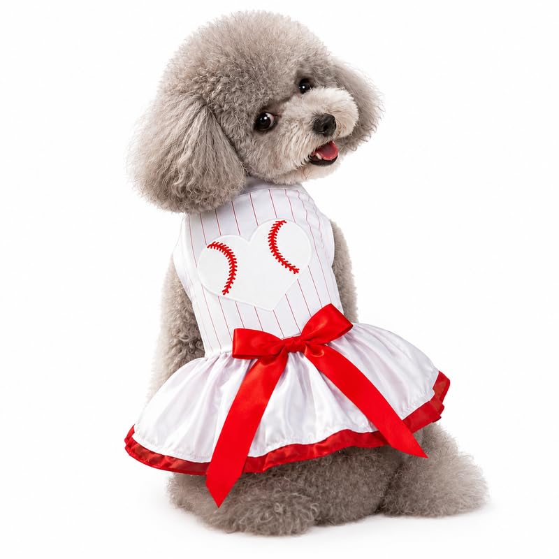 Robe de baseball pour chien XXL vêtement rayé blanc rouge motif cœur grand chien