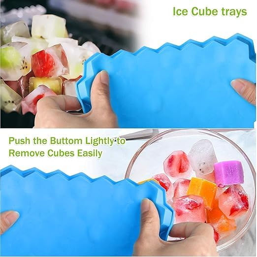 Image of Silicone Honeycomb 37 Cavity Ice Cube Tray for Freezer Moulds Small Cubes Whiskey Fridge Bar Soft Ice Cube Tray -Pack of 1-Blue COLUER