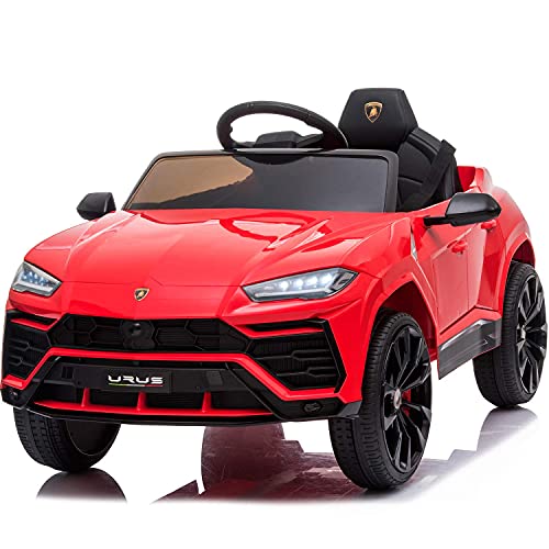 Little Brown box Kids 12V Licensed Lamborghini Urus Ride on Truck, Driving Battery Operated Car Toy W/ Parent Remote-Control, Sounds, LED Lights, 2 Speeds - for Toddler, 3+ Years Old - Red