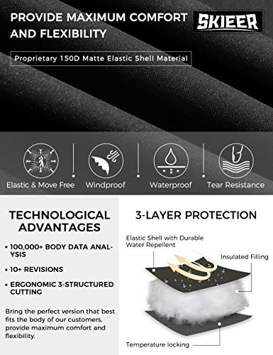 Skieer Men's Hooded Ski Jacket Outdoor Softshell Walking Snow Coat Black M #TOP3