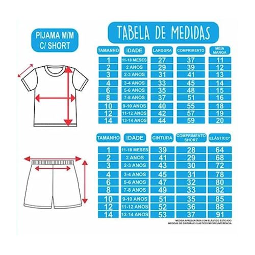 Pijama Infantil Menino de 1 a 14 anos Conjunto Short e Camiseta Bermuda Criança Algodão Verão Calor