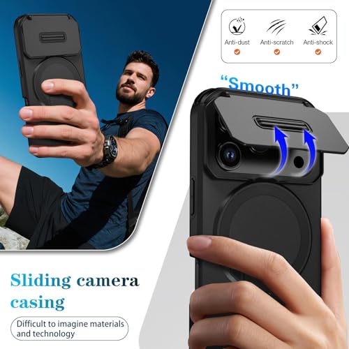 Image of ShieldTech MagStand Series Case for iPhone 17 Pro | Mobile Cover with flip-up Camera Cover MagSafe, Kickstand, Shockproof for Apple iPhone 17 Pro - Black