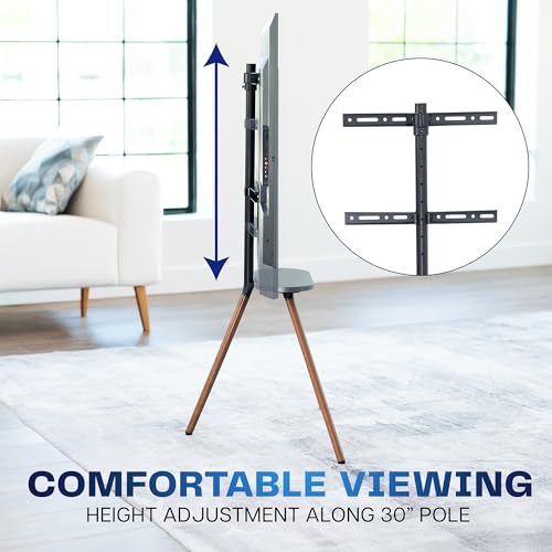 Support TV trépied sans perçage pour écran 65 pouces avec rangement - 4