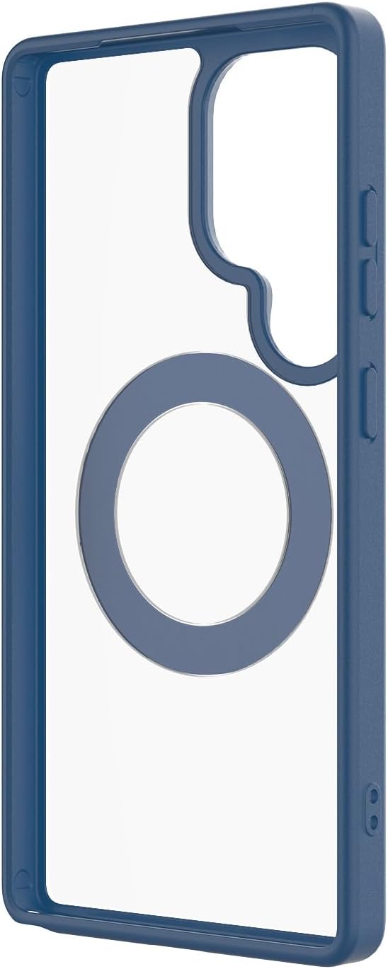Magnetic Protective Case for Samsung Galaxy S24 Ultra with 360-Degree Rotating Stand, Semi-Transparent Design, Wireless Charging Support, Shock Protection (Royal Blue)