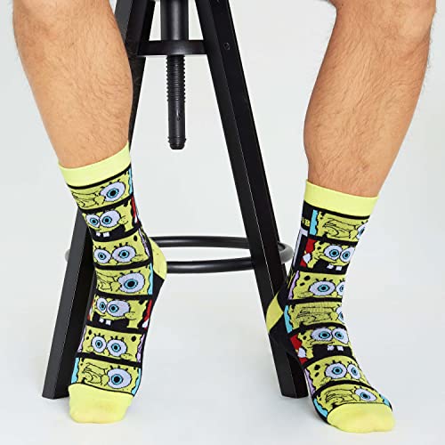 SPONGEBOB SQUAREPANTS Mens Socks, 5-Pack Socks Men 6.5-9.5, Funny Gifts for Men