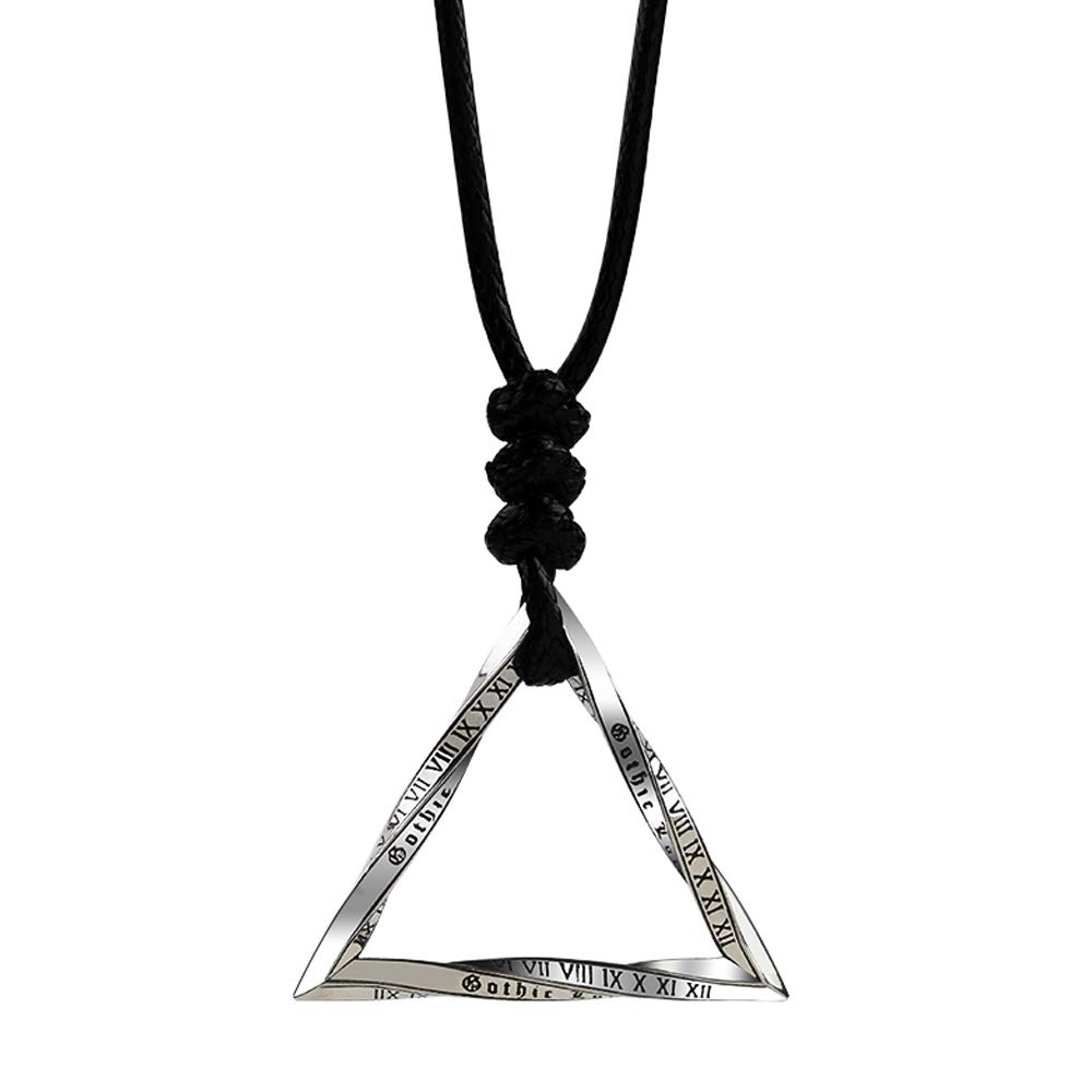 Netro Mobius Strip Collana a Sospensione con Numeri Romani per Uomini Donne Black Cord