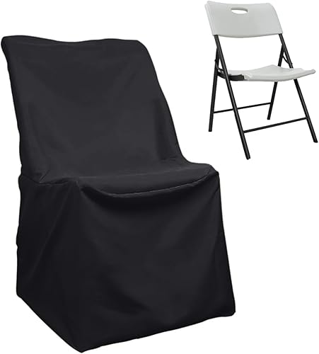 Efavormart - 10 fundas para sillas plegables de poliéster negro, duraderas y reutilizables