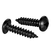 Vista 1 de Mellewell #12 x 1 Pan Head Self Tapping Screw, Pan Head Sheet Metal Screws Wood Screws, Black Finish Stainless Steel 304 (18-8), 50 Pack Negro