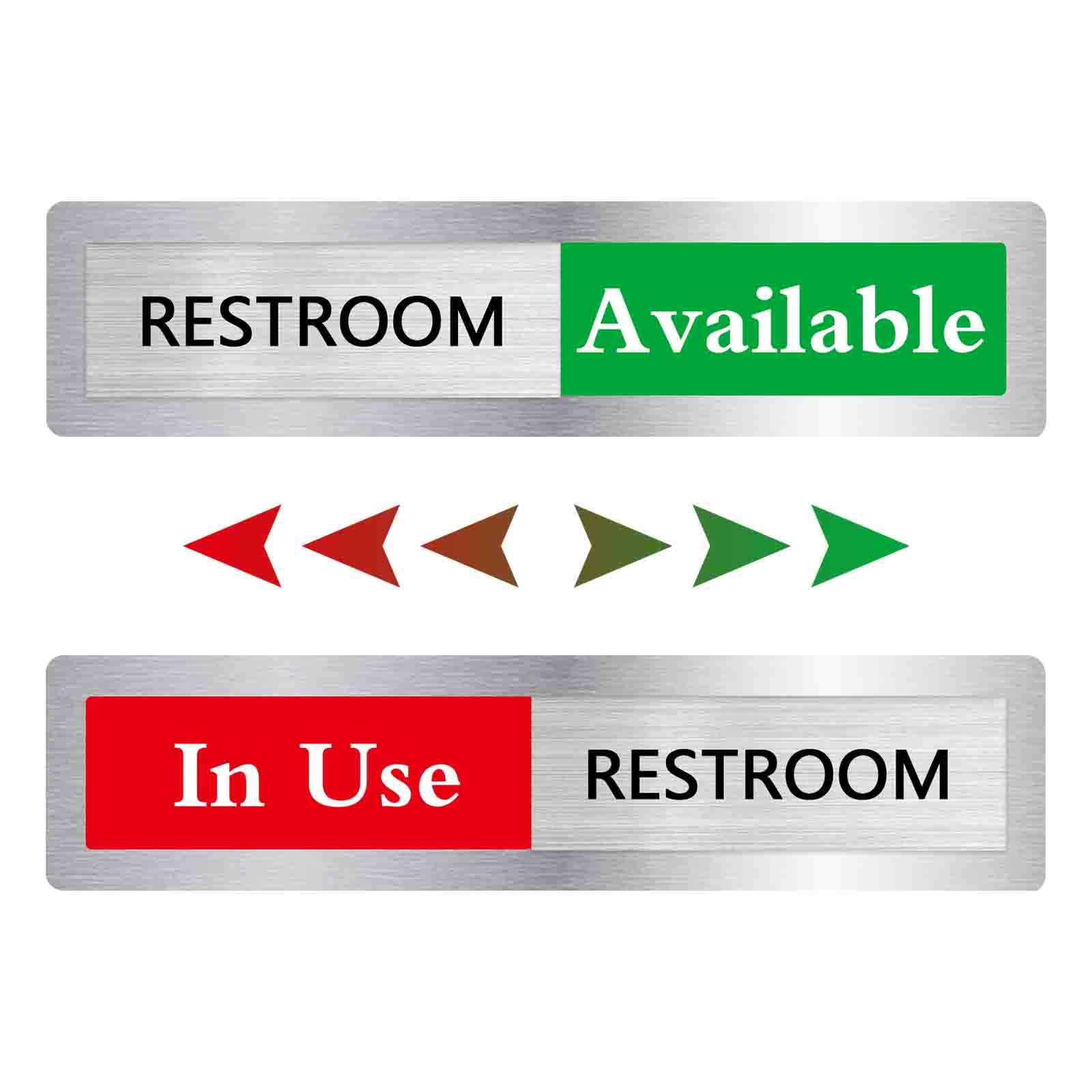 Restroom Door Sign, In Use Available Restroom Sliding Door Sign, Vacant Occupied Privacy Symbol for Office Business School Company Hotel Library Gym,