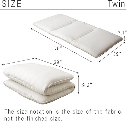 Miniatura 7 de TANSU NO GEN - Colchón futón japonés, individual, grosor extra de 4 pulgadas, 100% algodón, 22200050RE (92515)