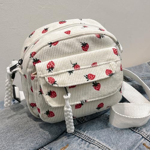 Cute Crossbody Bag for Women Small Corduroy Purse Trendy Crossbody Bag Strawberry Purse Shoulder Handbags4