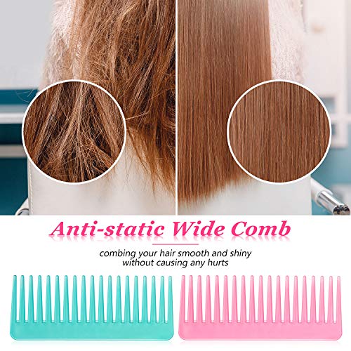 Large Hair Detangling Comb Wide Tooth Comb For Curly Hair Wet Dry Hair, No Handle Detangler Comb Styling Shampoo Comb (Cyan, Pink) #TOP6