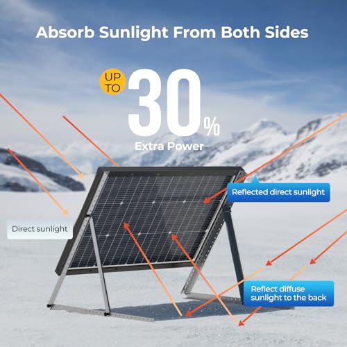 Image of BougeRV 12V N-Type 16BB 100W Bifacial Solar Panel Bundle with 28in Adjustable Solar Panel Tilt Mount Brackets