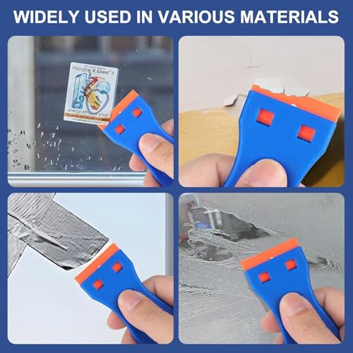 2PCS Plastic Scraper Tool Non-Scratch with 20PCS Blades – Multi-Purpose Glass Scraper for Removing Stickers Labels Decals Caulk Paint Residu - Image 7