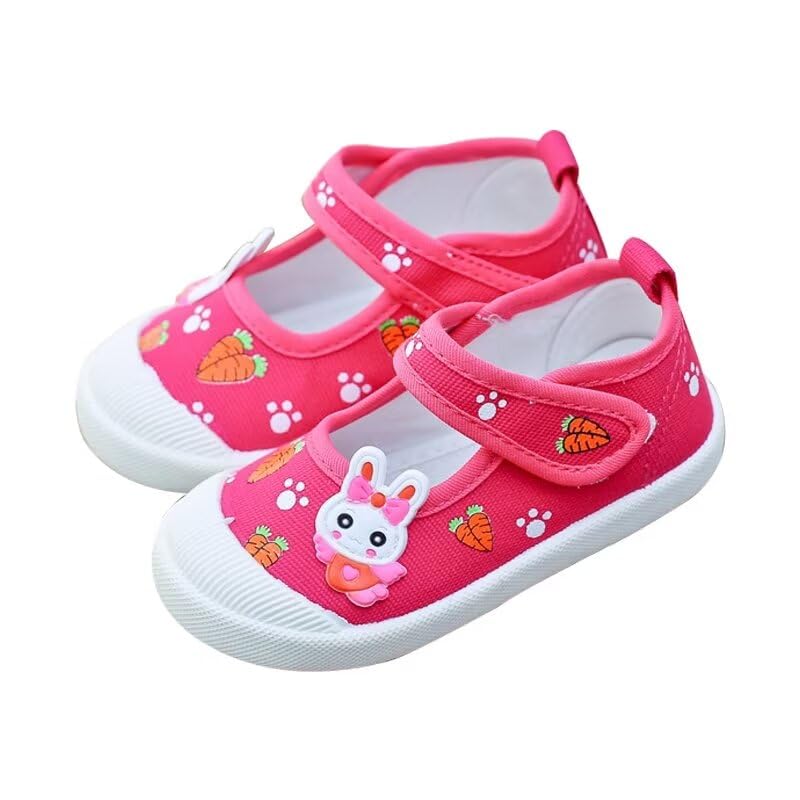 Zonkacen Girls Anti Skid Fashion Cartoon Bunny Dance Shoes for Ballet Perform Kindergarten Jogging Hiking Camping Exercise Trekking Vacation Rose Red 11 Little Kid
