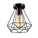 Produktbild Vintage Deckenleuchten, Retro E27 Lampenfassung Leuchtmittel Metall Lampenschirm Deckenlampe Semi-Flush Mount Pendelleuchte