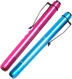 2piezas Luz Médica Led Penlight Para Inspección Oral y Examen Pupilar Mini Portátil Cuerpo De Aleación De Aluminio De Unidades Blanca Con Azul y Blanca Con Rojo Sin Batería