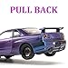 ERBADIHAGO Toy Car Compatible for Skyline GTR R34 Model Car 1/32 Die-cast Metal Toys with Light and Sound Pull Back Collectible Model for Children Age 3 + Year Old Festival Gift(Gradient Purple)