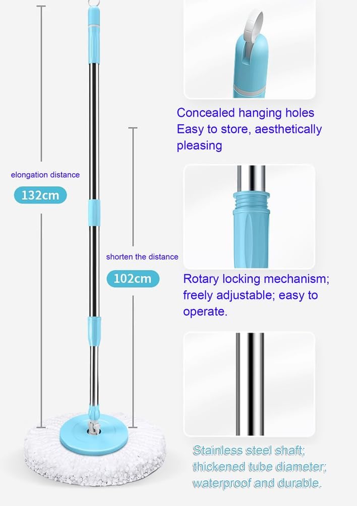 Dual Drive Spin Mop and Bucket Set – Hands-Free Self-Wringing Floor Mop with Detachable Spin Dryer, Automatic Splash-Proof Bucket, 2-Way Spinning System