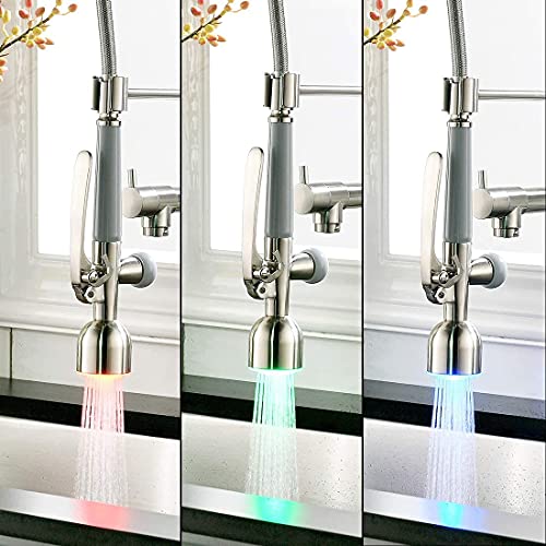 Fapully Led Kitchen Faucet Pull Down Sprayer With Soap Dispenser Brushed Nickel #TOP3