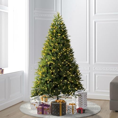 Árbol de Navidad artificial sin caída de hojas de 6 pies con base plegable estable 7