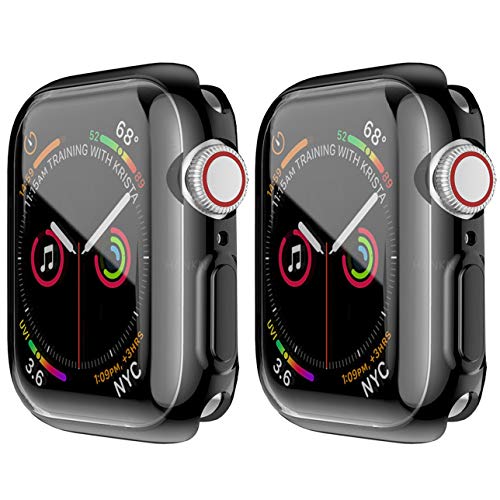 HANKN 2 Pack Case for Apple Watch Series 9 8 7 Screen Protector 45mm Case, Full Coverage Soft TPU Protective Shockproof Iwatch Bumper Cover (Black+Black, 45mm)