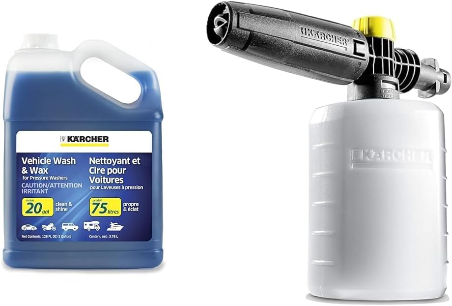 Kärcher Pressure Washer Car Wash Kit - Car Soap Concentrate, Foam Cannon Nozzle for K1-K5 Electric Washers