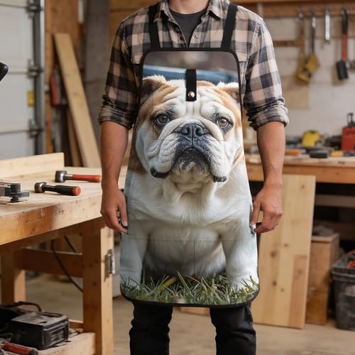 Delantal para taller con diseño de bulldogs ingleses miniatura 5