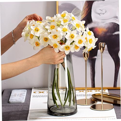 Narcisos blancos artificiales de 40 cm en 2 manojos de seda de aspecto real 4