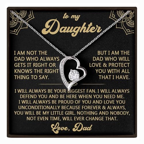 To My Daughter Necklace From Dad, Heartfelt Jewelry With Message Card, Birthday Present, Christmas Keepsake, Graduation Gift Idea From Loving Parents