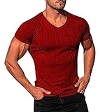 T Shirt Kurzarm V Ausschnitt Herren Lässig Sommer Oberteile Leicht Freizeit Einfarbig Tops Comfort Casual Shirts Tshirt Stretch Classic Streetwear Tee