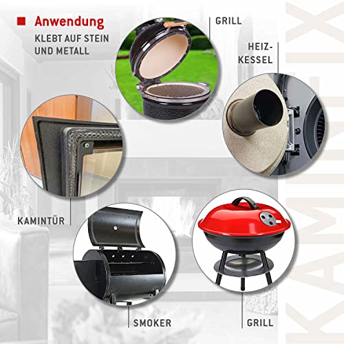 Kaminfix Feuerfestes Dichtungsband 3m inkl. Kleber in verschiedenen Varianten. Made in Germany. Profi Qualität (20x3mm)