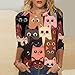 Cat Lover T-Shirt Women's 3/4 Sleeve Tops Fashion Cute Cats Print Blouses Funny Graphic Crewneck Tees Junior Clothes