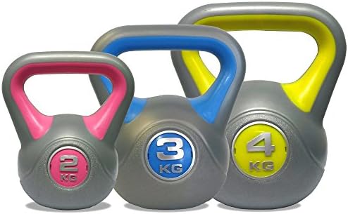 DKN Vinyl 2-4kg Kettlebell Weight Set Multicolour for Functional Strength Training