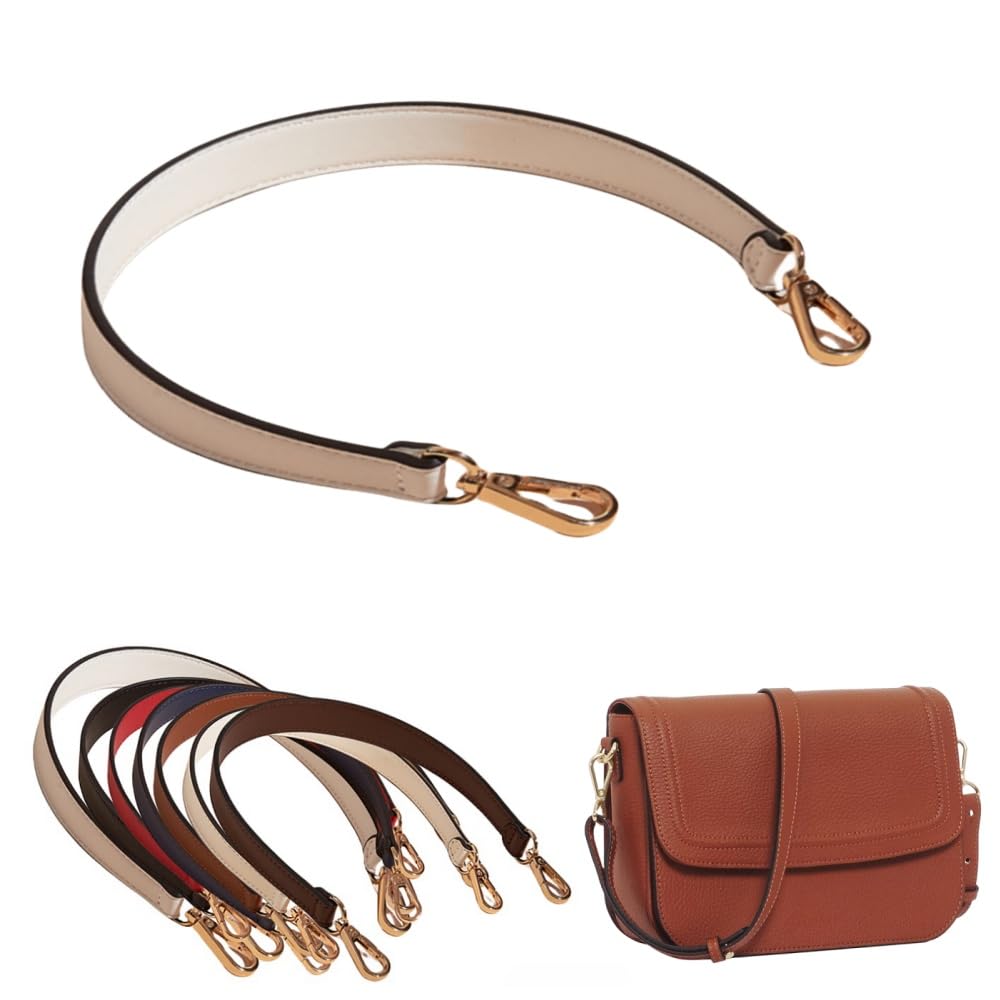 Arkindy Leather Purse Bag Handles,Short Shoulder Bag Strap with Buckle Replacement 19 Inch DIY Shoulder Bag Strap for Cross Body Bag HandBags (white)
