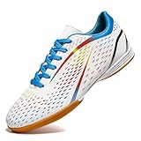 WESHIRUN Indoor Soccer Shoes Mens Futsal Shoes for Women Youth Professional Athletic Soccer Shoe White