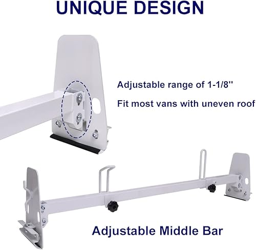 Miniatura 3 de Mountainpeak Escalera ajustable para techo de furgoneta con rodillo de carga para Chevy Express, Ford, E-Series GMC Savana, furgonetas de tamaño