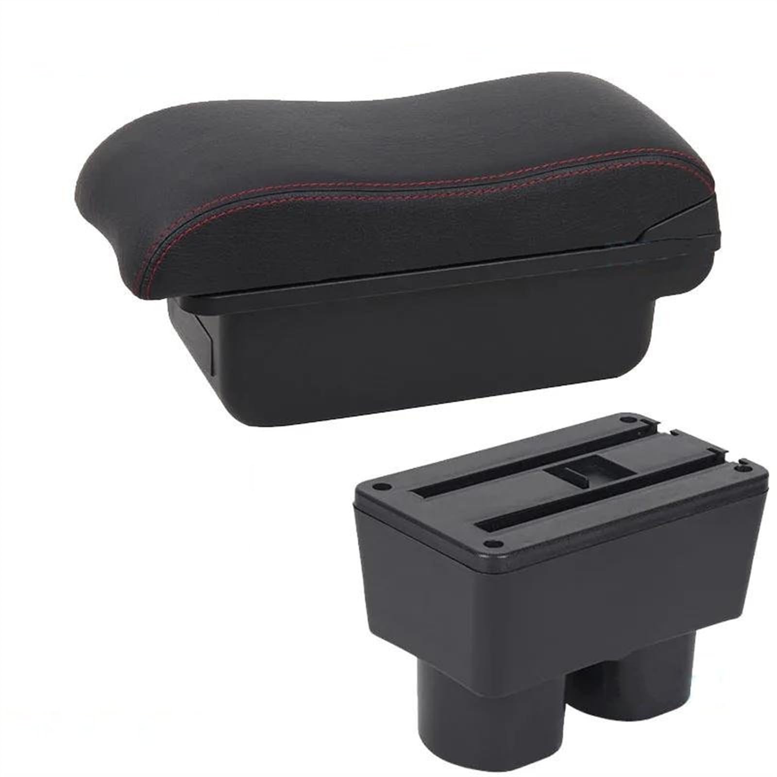 NMJLQW Storage Rack Car Armrest Special Storage Box Modification Accessories For Tiida C11 For Sylphy For Versa For Tiida For Latio(C1 Black red NO USB)