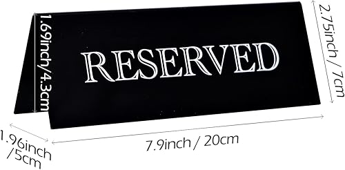 Miniatura 2 de 6 letreros acrílicos de mesa reservados, 7.9 x 2.7 pulgadas, letrero de mesa de reserva de invitados, letrero de acrílico negro con letras blancas,
