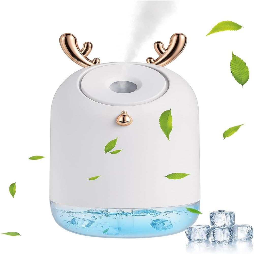 AMERTEER Mini Humidifiers for Bedroom, Small Cool Mist Air Humidifiers for Baby Nursery, Desk Humidifier | USB Personal Desktop Humidifier for Travel Office & Home (300 ml)