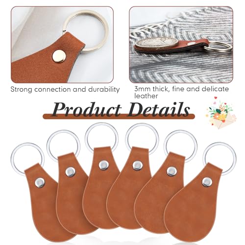 Taiyin 30 Pcs Leather Key Fob Kit for DIY Craft PU Blanks with Rivets and Key Ring for Laser Engraving Keychain(Khaki) by Taiyin - Image 3