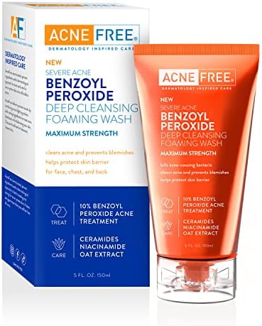 AcneFree Severe Acne 10% Benzoyl Peroxide Foaming Cleansing Wash, 5 Ounce