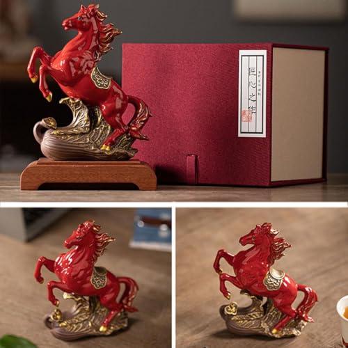 Estatua de Caballo de Cerámica Roja Año del Caballo 2026 miniatura 3