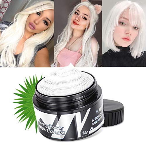 Temporary Hair Wax Color White Natural Matte Hairstyle for Kids Men Women Hair Dye for Party Cosplay Date Halloween